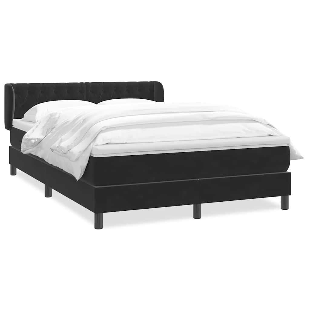 Giroletto a Molle con Materasso Nero 160x210 cm in Velluto | homemem39