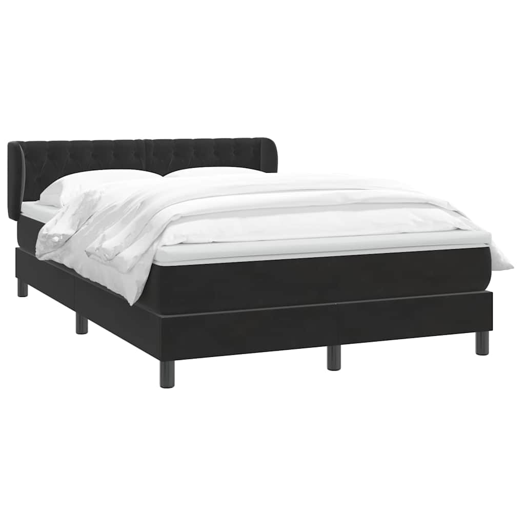 Giroletto a Molle con Materasso Nero 160x210 cm in Velluto | homemem39