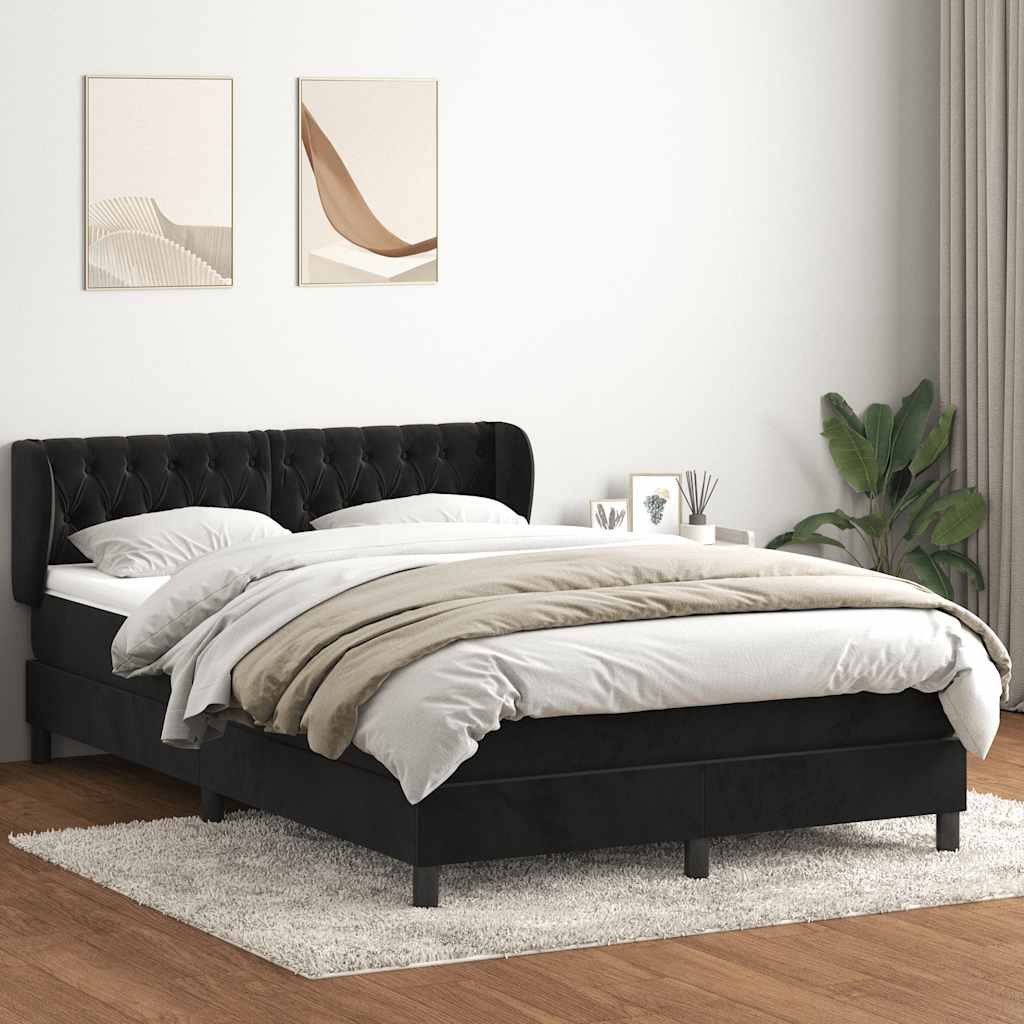 Giroletto a Molle con Materasso Nero 160x210 cm in Velluto | homemem39