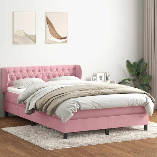 Giroletto a Molle con Materasso Rosa 160x210 cm in Velluto