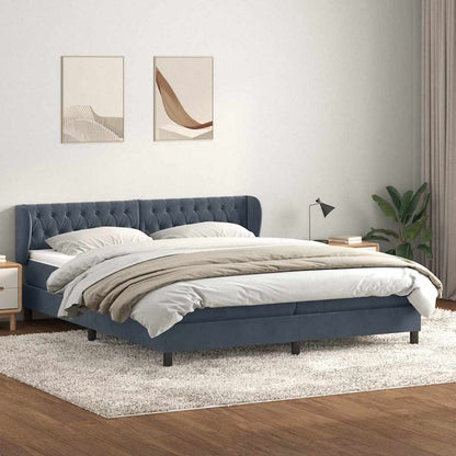 Giroletto a Molle con Materassi Grigio Scuro 180x210 cm Velluto | homemem39