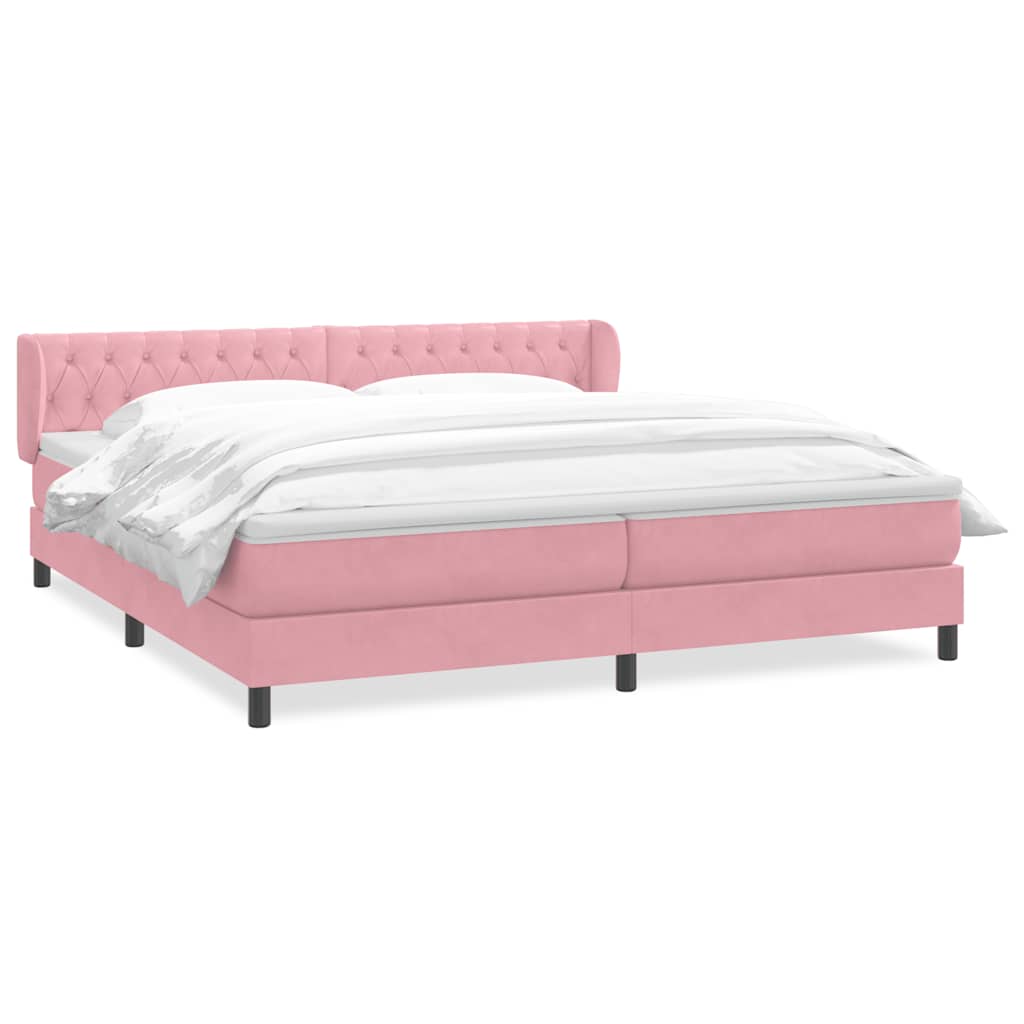 Giroletto a Molle con Materassi Rosa 180x210 cm in Velluto | homemem39
