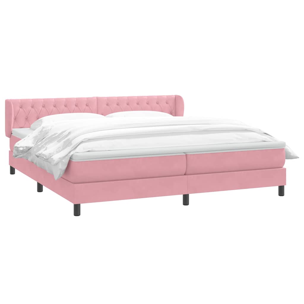 Giroletto a Molle con Materassi Rosa 180x210 cm in Velluto | homemem39