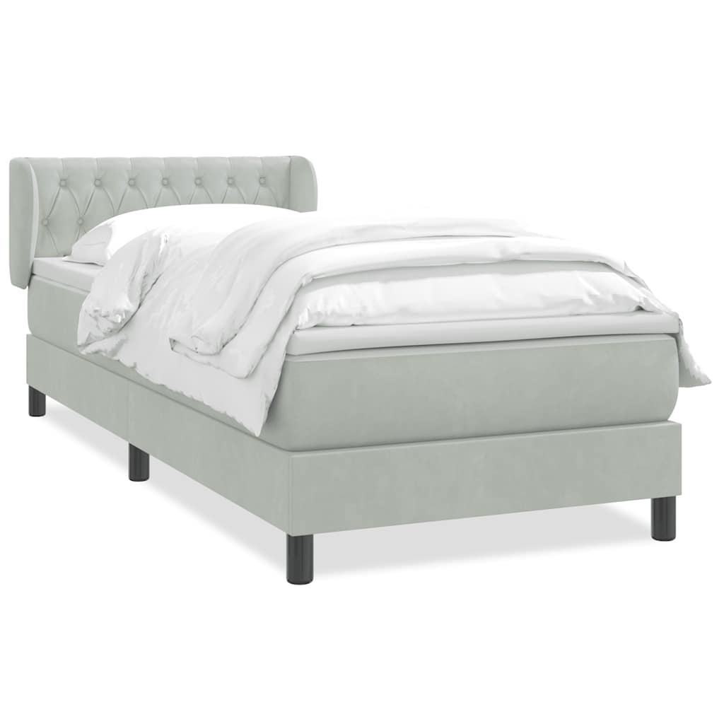 Giroletto a Molle con Materasso Grigio Chiaro 80x220 cm Velluto | homemem39