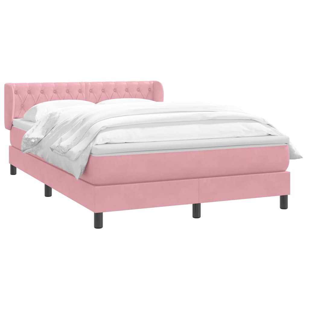 Giroletto a Molle con Materasso Rosa 140x220 cm in Velluto | homemem39