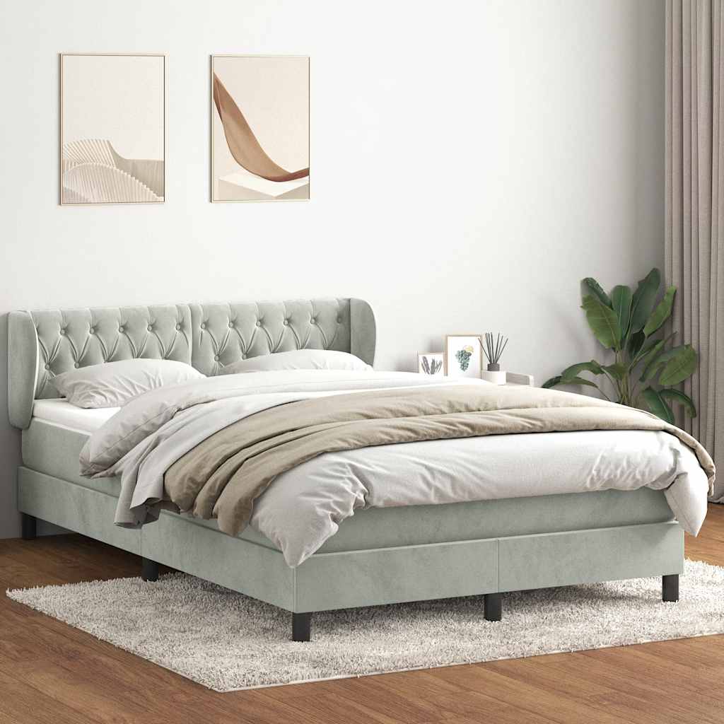Giroletto a Molle con Materasso Grigio Chiaro 160x220cm Velluto | homemem39