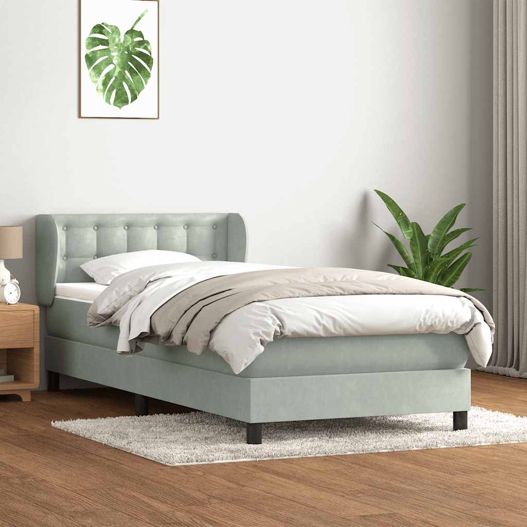 Giroletto a Molle con Materasso Grigio Chiaro 80x210 cm Velluto | homemem39