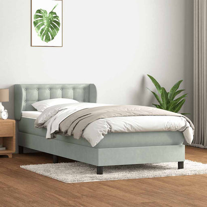 Giroletto a Molle con Materasso Grigio Chiaro 80x210 cm Velluto | homemem39