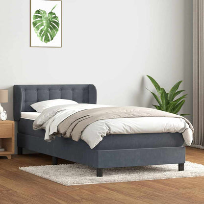 Giroletto a Molle con Materasso Grigio Scuro 80x210 cm Velluto | homemem39