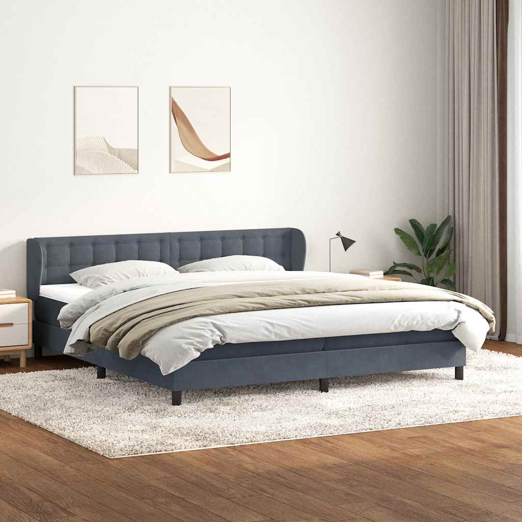 Giroletto a Molle con Materassi Grigio Scuro 180x210 cm Velluto | homemem39