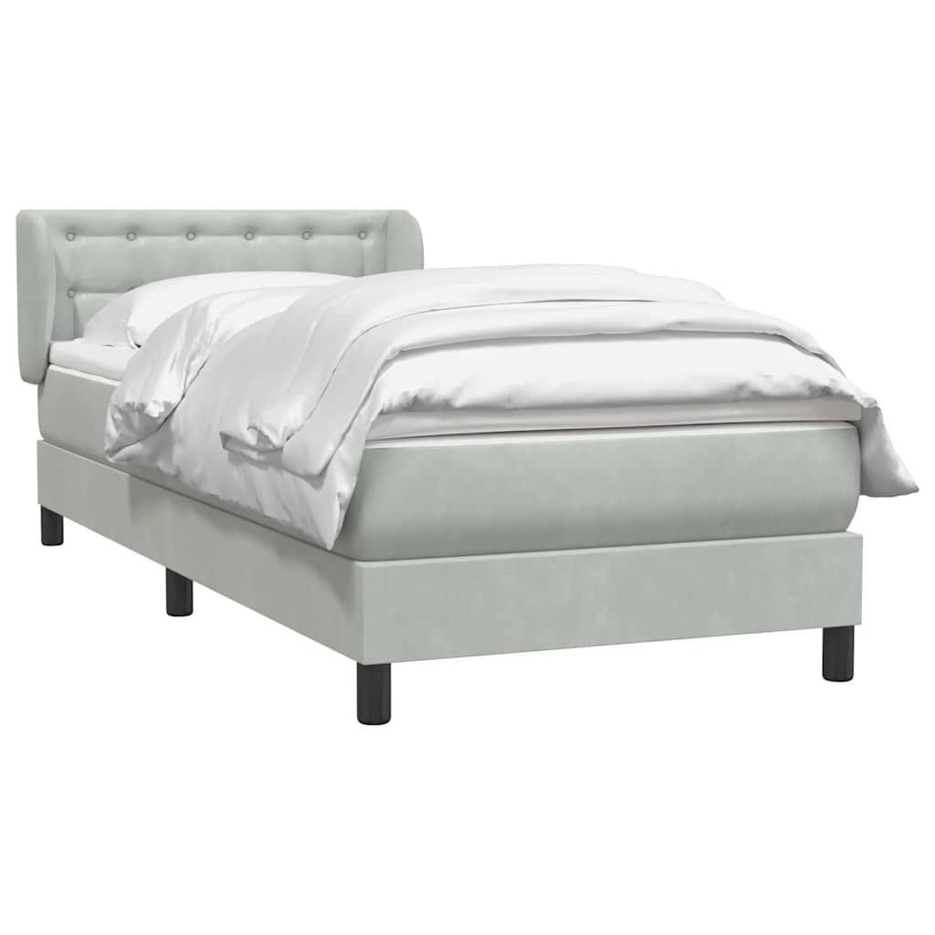 Giroletto a Molle con Materasso Grigio Chiaro 80x220 cm Velluto | homemem39