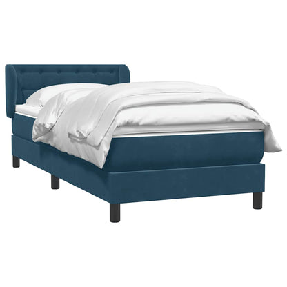 Giroletto a Molle con Materasso Blu Scuro 80x220 cm Velluto | homemem39