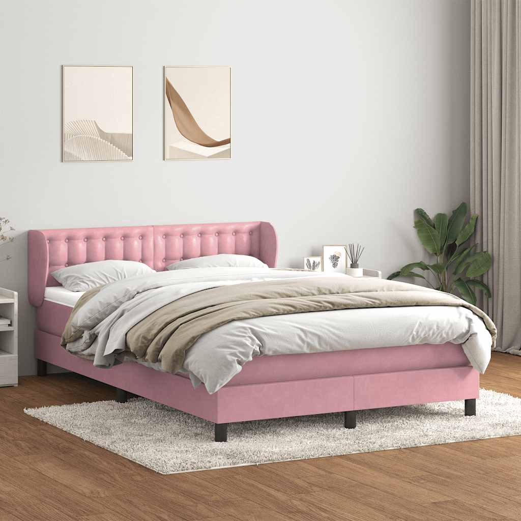 Giroletto a Molle con Materasso Rosa 140x220 cm in Velluto | homemem39