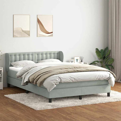 Giroletto a Molle con Materasso Grigio Chiaro 160x220cm Velluto | homemem39