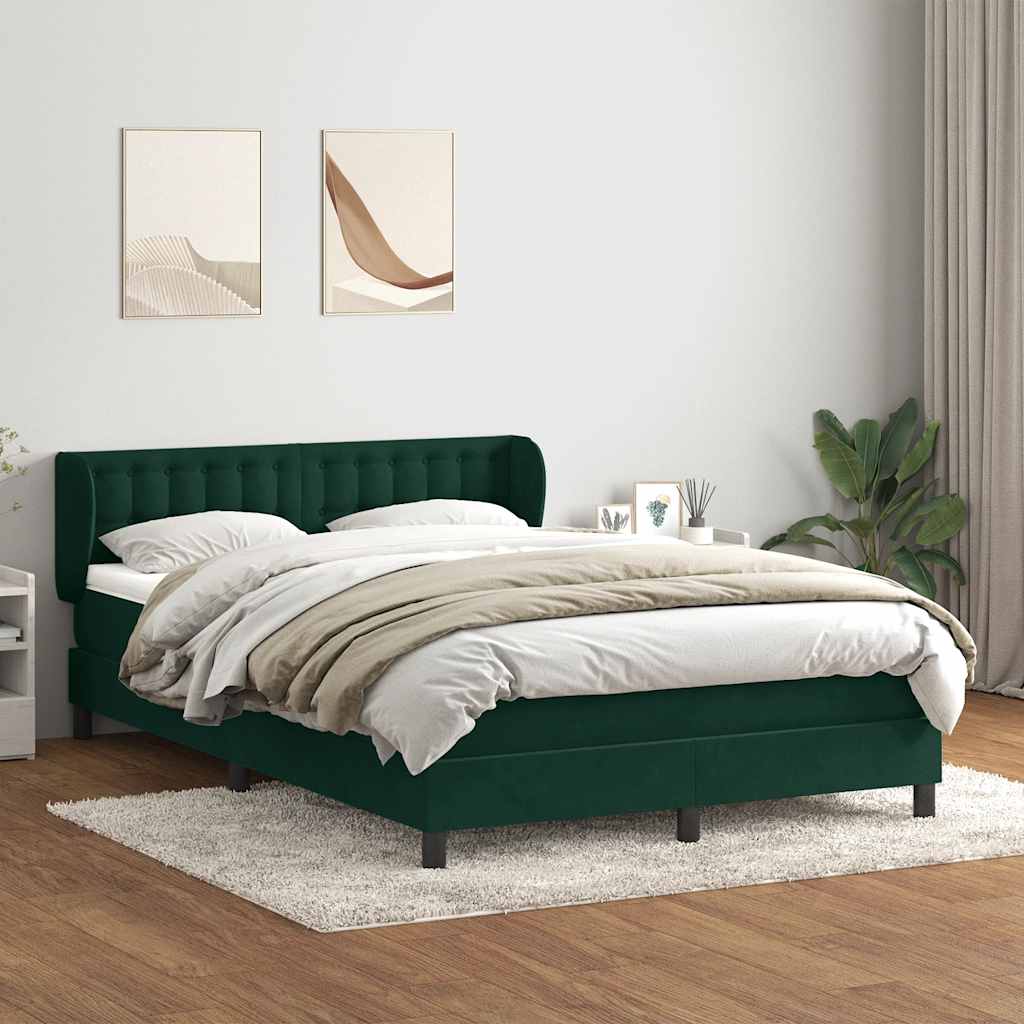 Giroletto a Molle con Materasso Verde Scuro 160x220 cm Velluto | homemem39