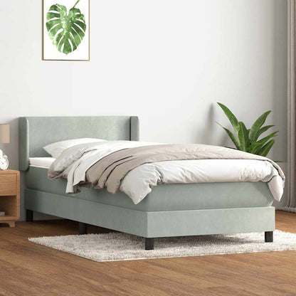 Giroletto a Molle con Materasso Grigio Chiaro 80x210 cm Velluto | homemem39