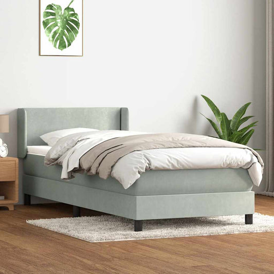 Giroletto a Molle con Materasso Grigio Chiaro 80x210 cm Velluto | homemem39