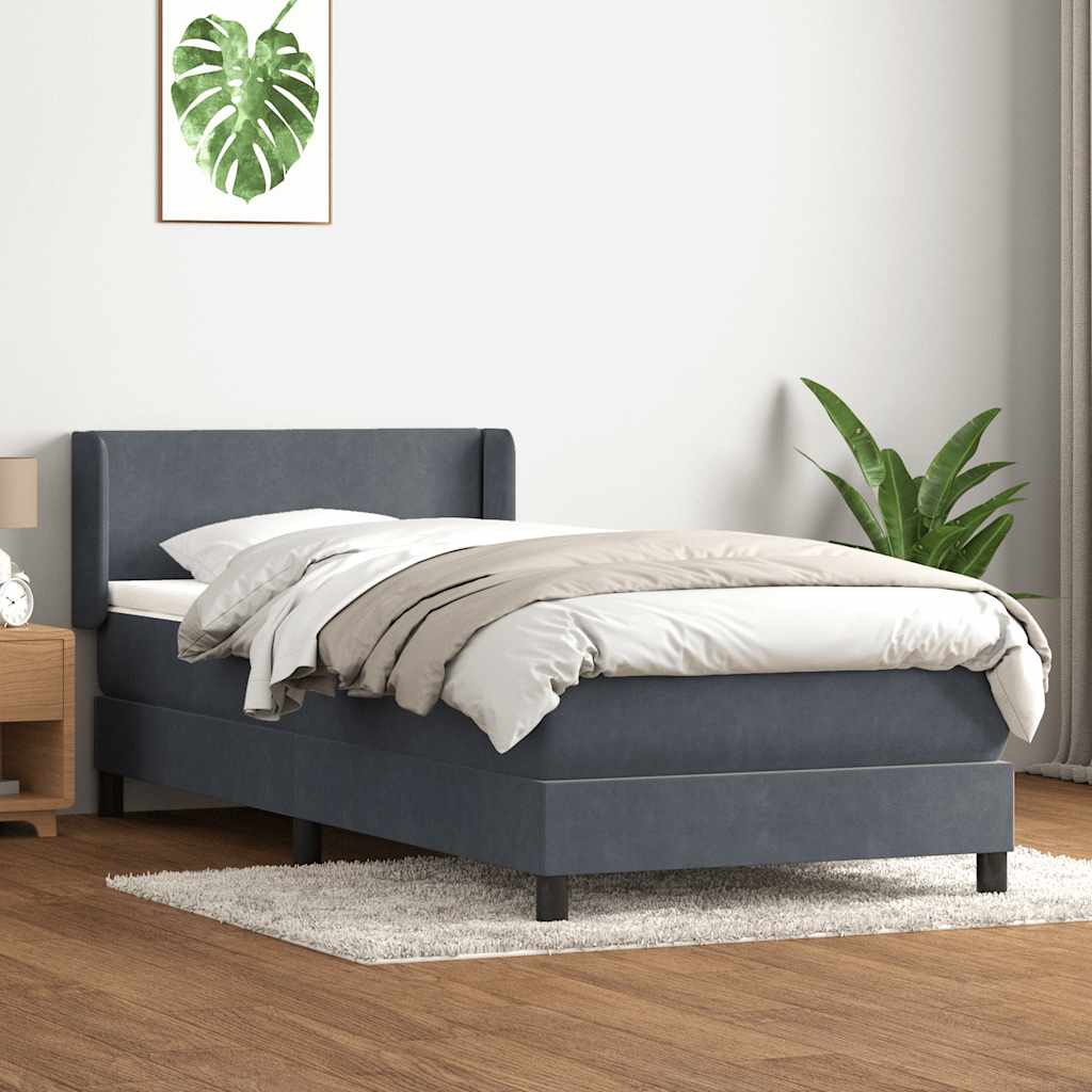 Giroletto a Molle con Materasso Grigio Scuro 80x210 cm Velluto | homemem39