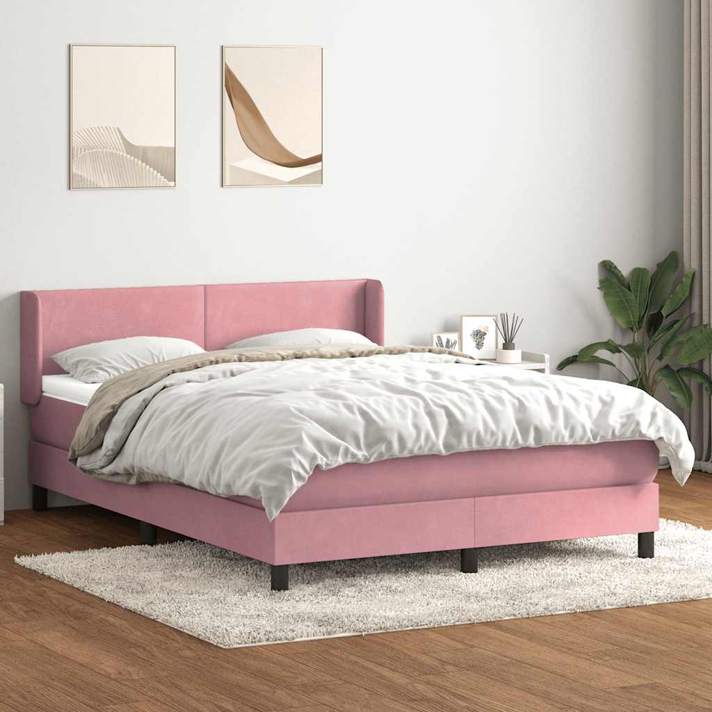 Giroletto a Molle con Materasso Rosa 140x210 cm in Velluto | homemem39