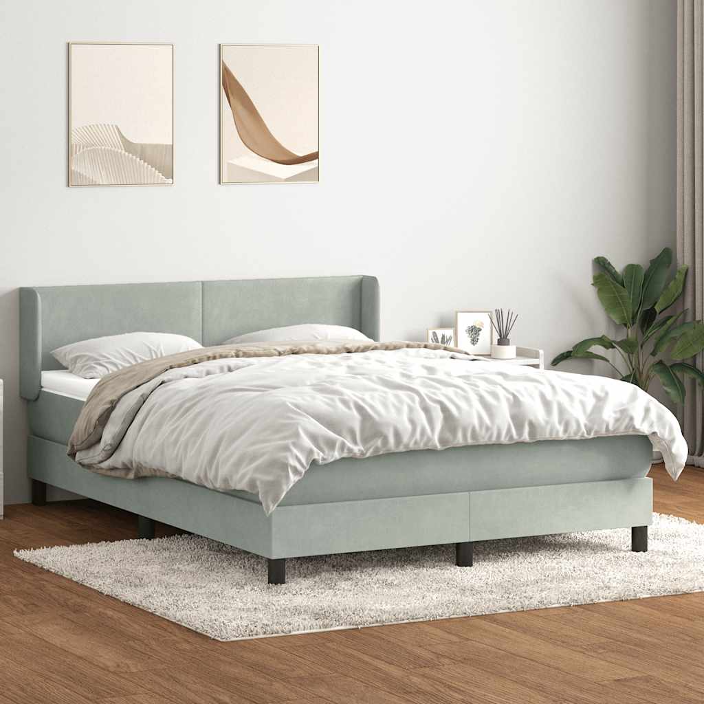 Giroletto a Molle con Materasso Grigio Chiaro 160x210cm Velluto | homemem39