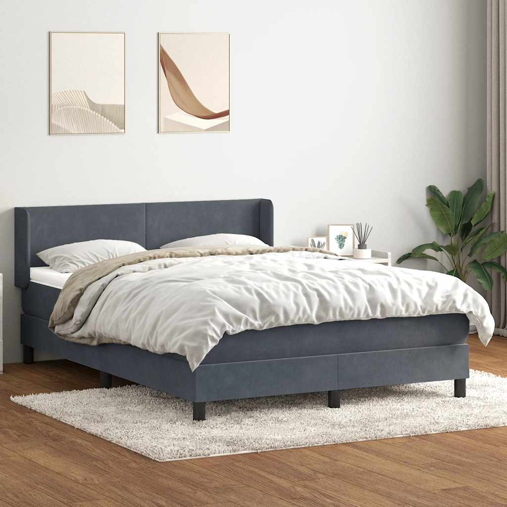 Giroletto a Molle con Materasso Grigio Scuro 160x210 cm Velluto | homemem39