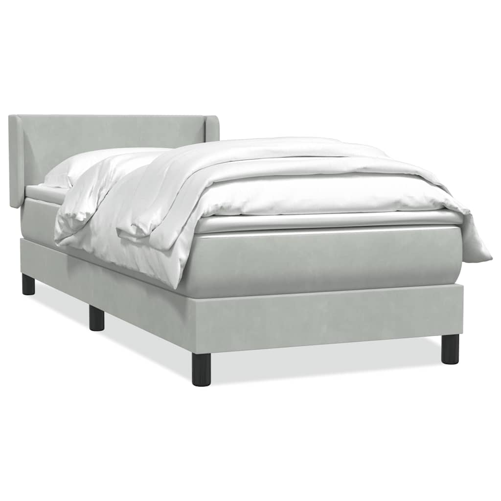 Giroletto a Molle con Materasso Grigio Chiaro 80x220 cm Velluto | homemem39