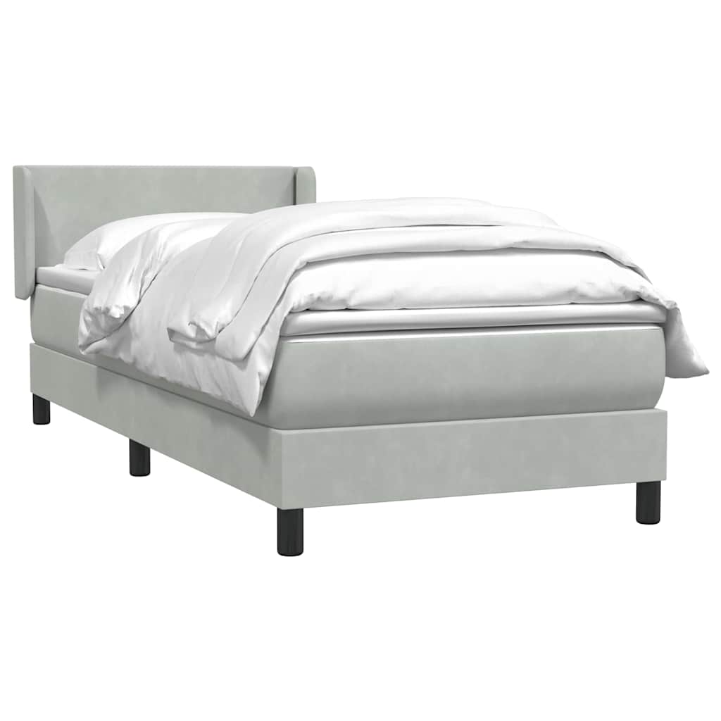 Giroletto a Molle con Materasso Grigio Chiaro 80x220 cm Velluto | homemem39