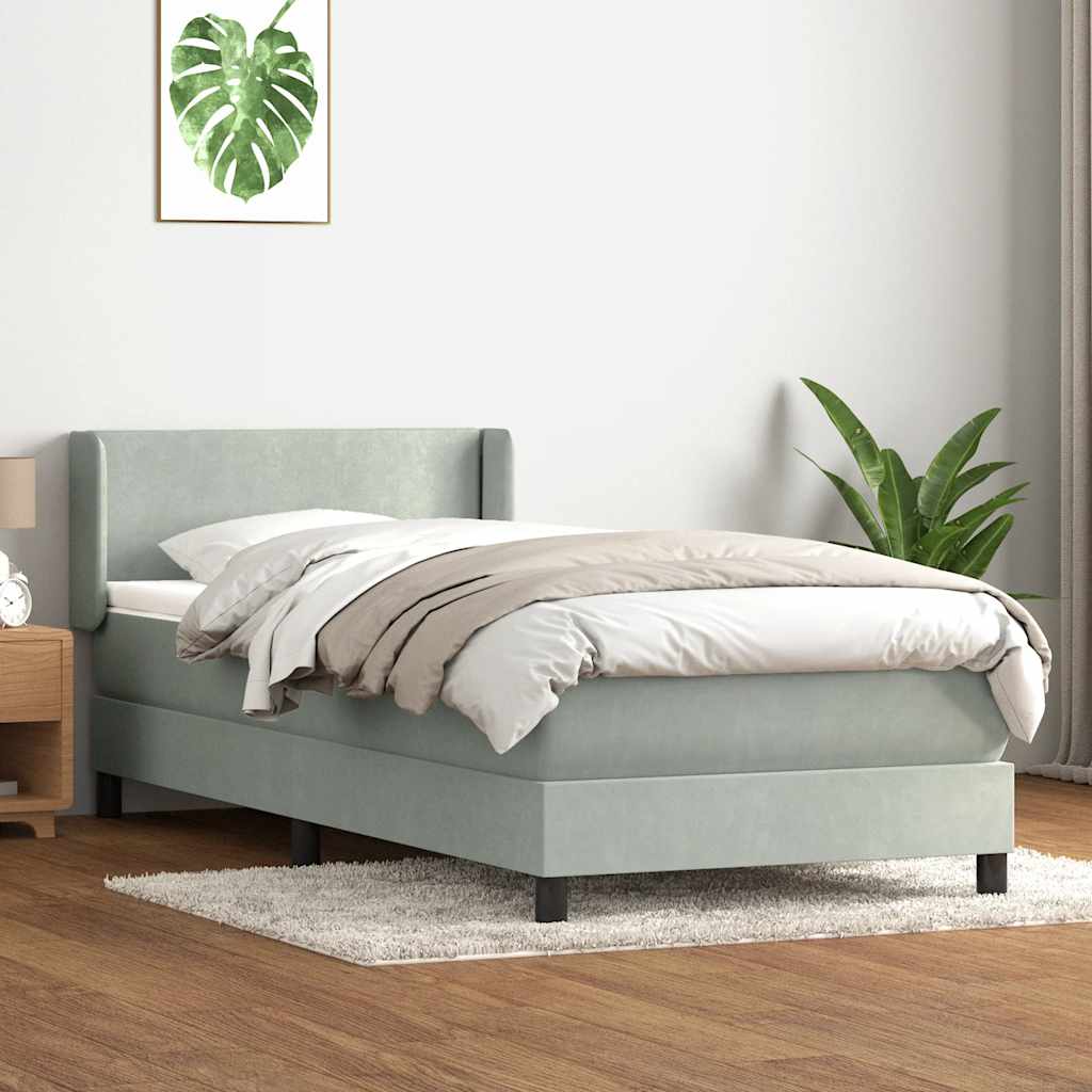 Giroletto a Molle con Materasso Grigio Chiaro 80x220 cm Velluto | homemem39