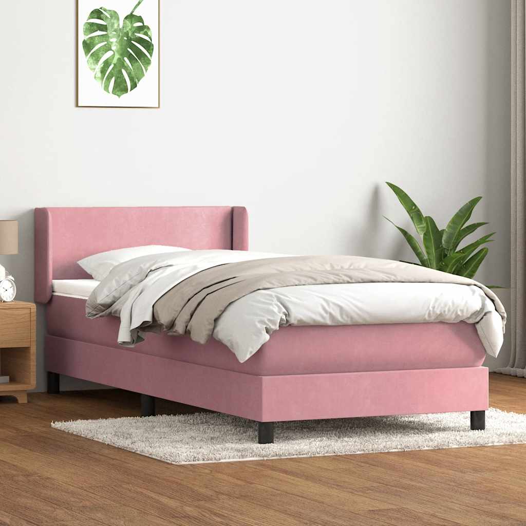 Giroletto a Molle con Materasso Rosa 80x220 cm Velluto | homemem39