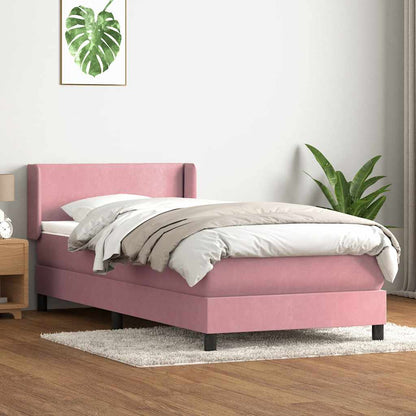 Giroletto a Molle con Materasso Rosa 80x220 cm Velluto | homemem39