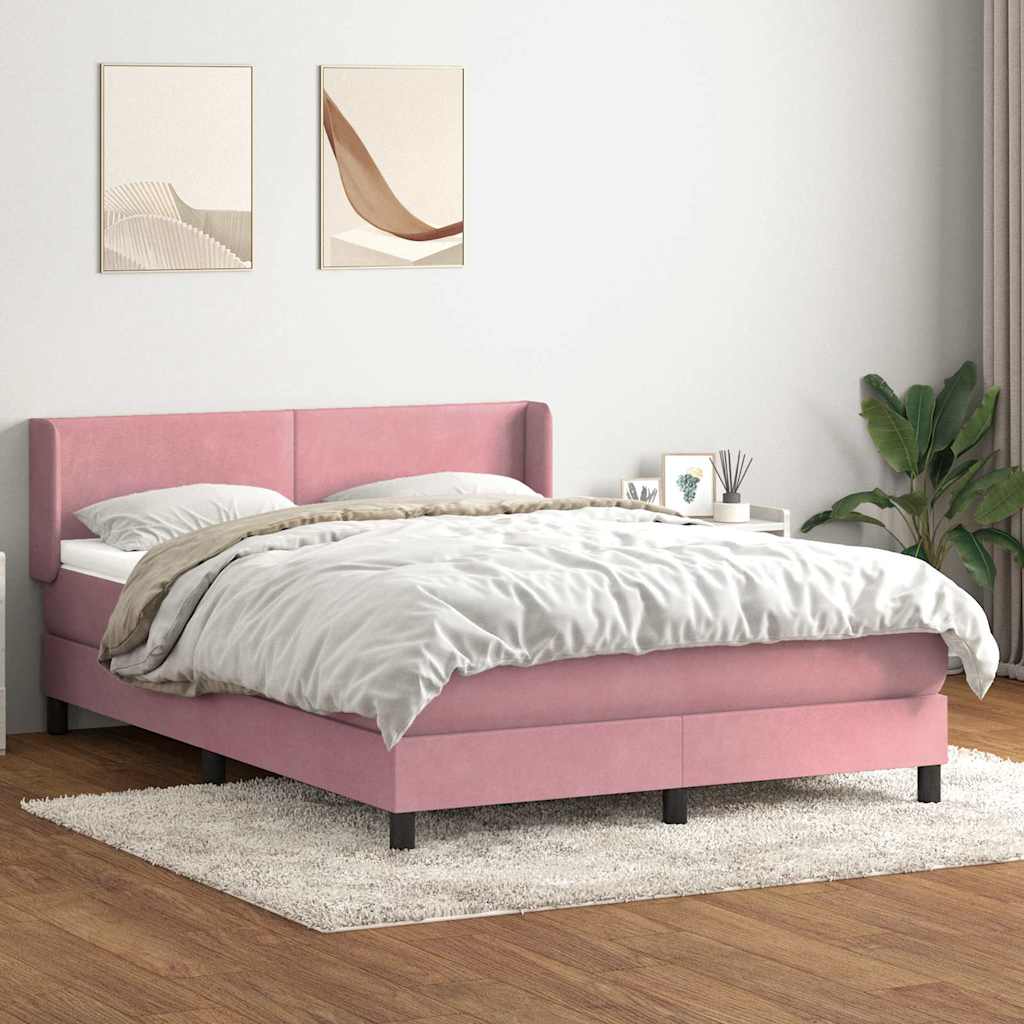 Giroletto a Molle con Materasso Rosa 140x220 cm in Velluto | homemem39