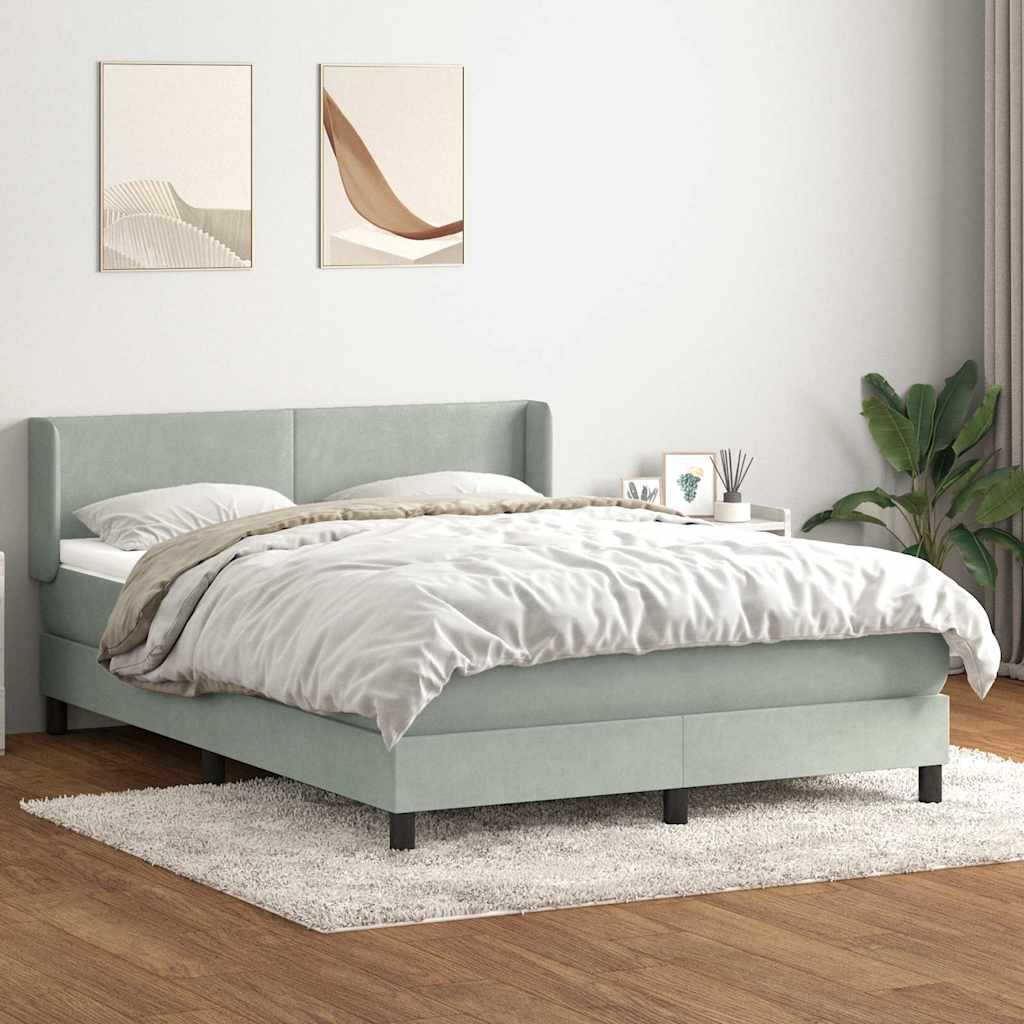 Giroletto a Molle con Materasso Grigio Chiaro 160x220cm Velluto | homemem39