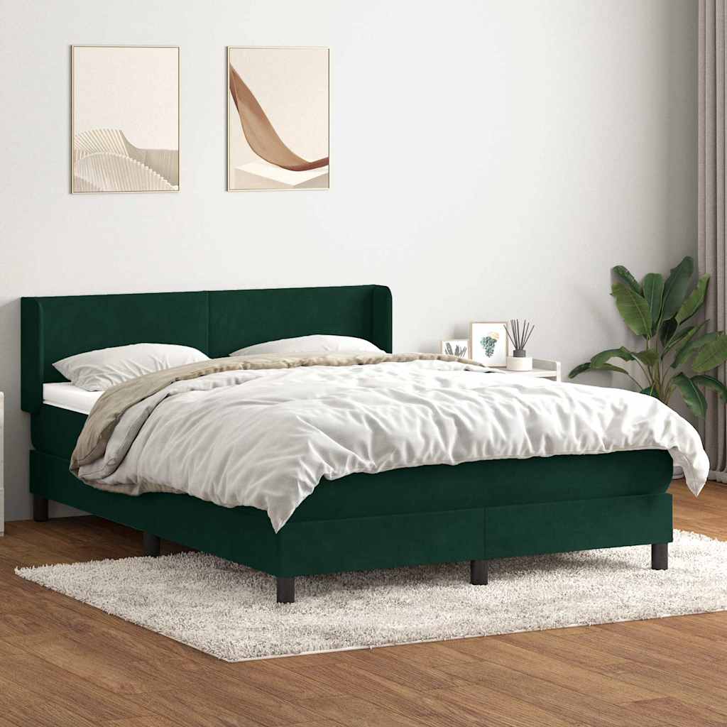 Giroletto a Molle con Materasso Verde Scuro 160x220 cm Velluto | homemem39