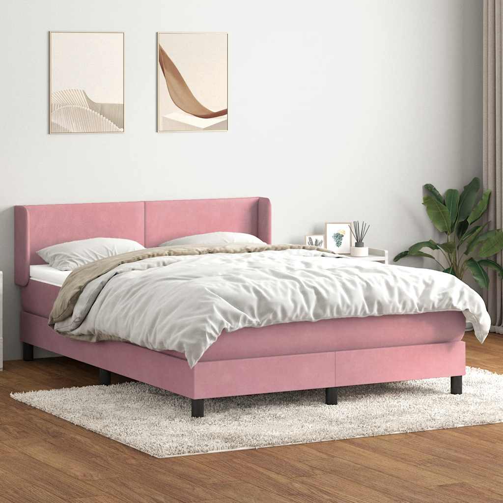 Giroletto a Molle con Materasso Rosa 160x220 cm in Velluto | homemem39