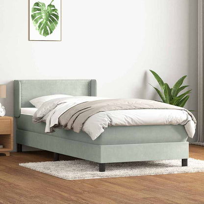 Giroletto a Molle con Materasso Grigio Chiaro 80x210 cm Velluto | homemem39