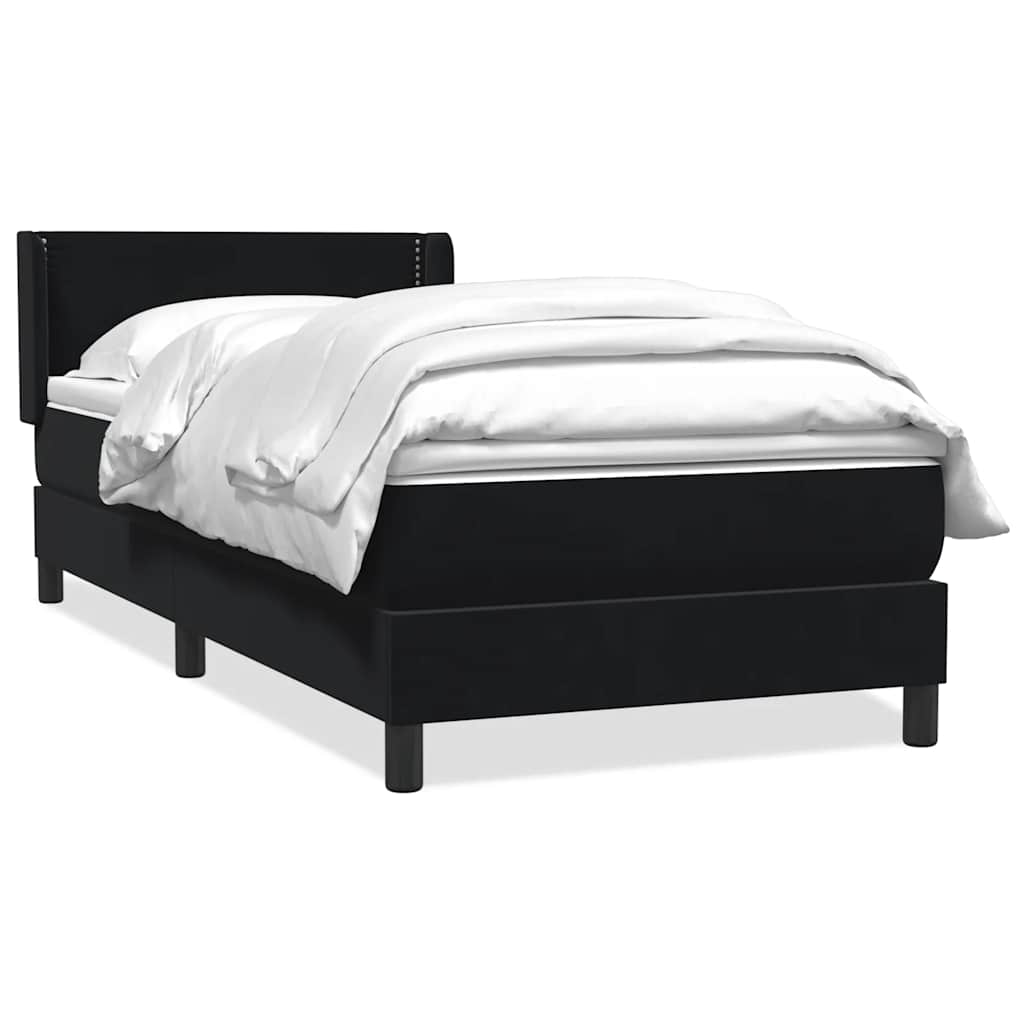 Giroletto a Molle con Materasso Nero 90x210 cm in Velluto | homemem39