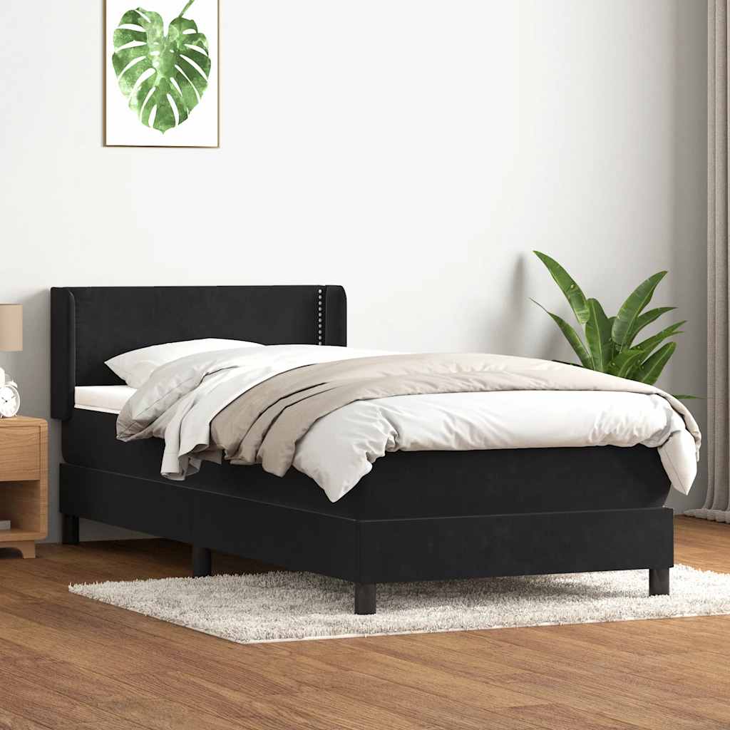 Giroletto a Molle con Materasso Nero 90x210 cm in Velluto | homemem39