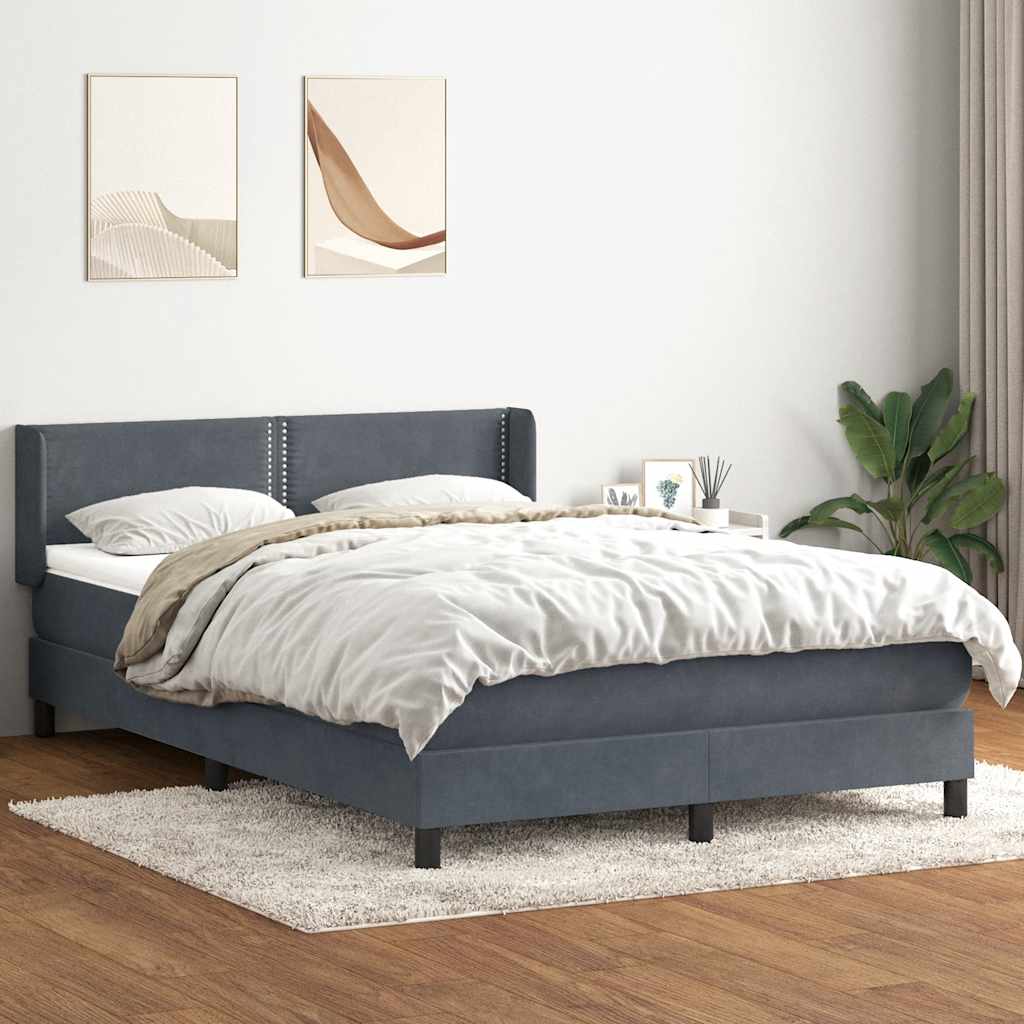 Giroletto a Molle con Materasso Grigio Scuro 160x210 cm Velluto | homemem39