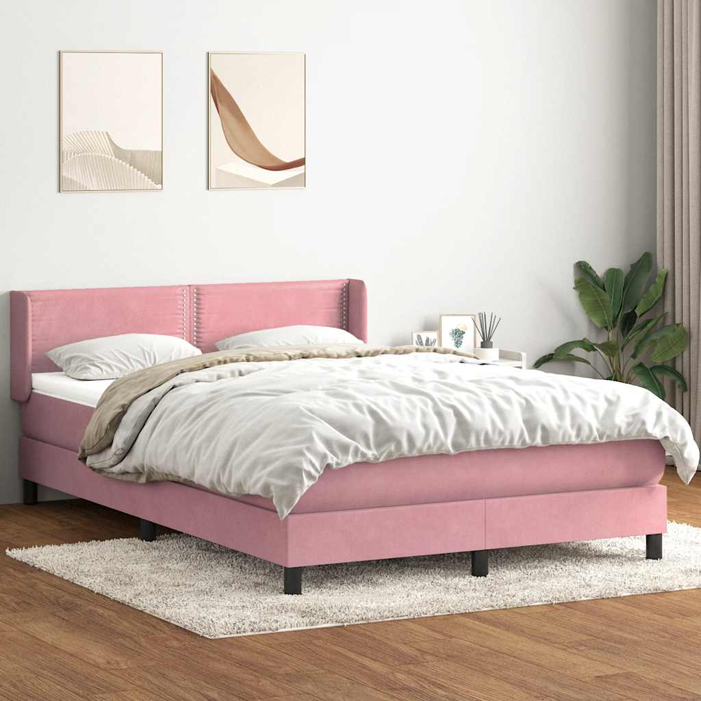 Giroletto a Molle con Materasso Rosa 160x210 cm in Velluto | homemem39