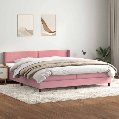Giroletto a Molle con Materasso Rosa 180x210 cm in Velluto