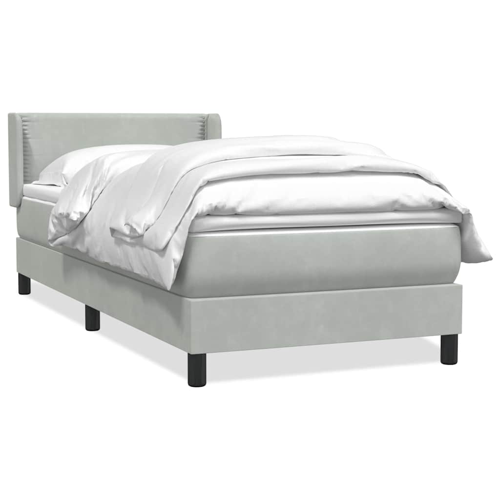 Giroletto a Molle con Materasso Grigio Chiaro 80x220 cm Velluto | homemem39