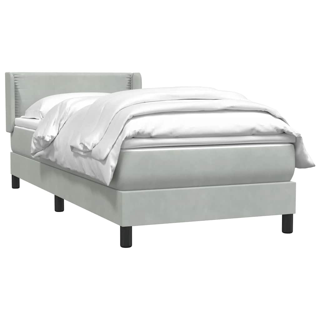 Giroletto a Molle con Materasso Grigio Chiaro 80x220 cm Velluto | homemem39