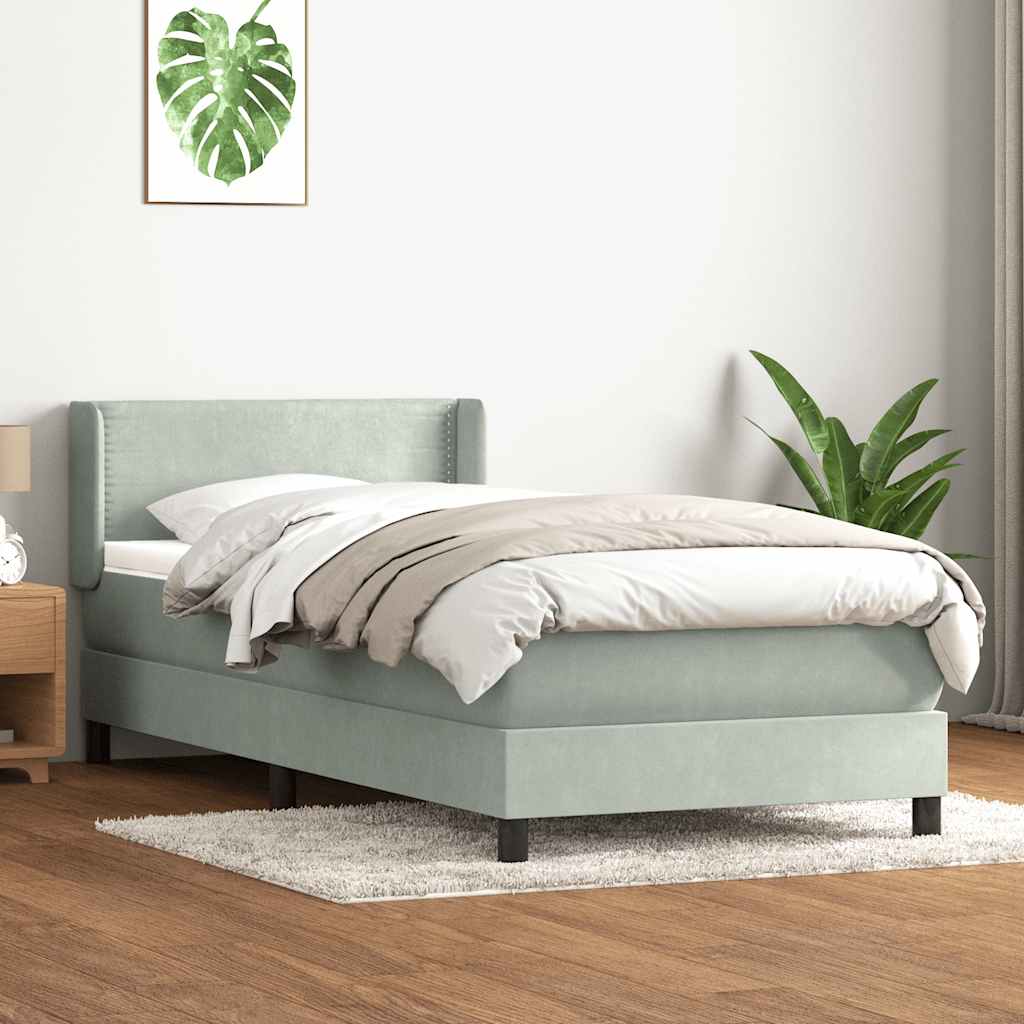 Giroletto a Molle con Materasso Grigio Chiaro 80x220 cm Velluto | homemem39