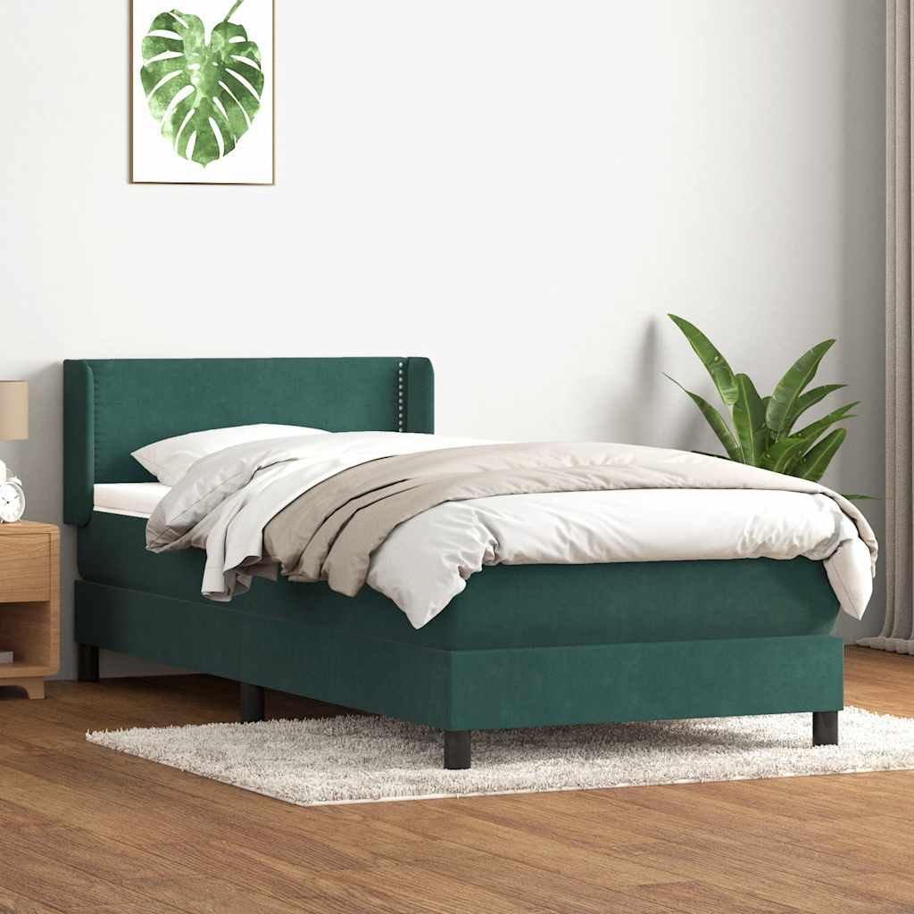 Giroletto a Molle con Materasso Verde Scuro 80x220 cm Velluto | homemem39