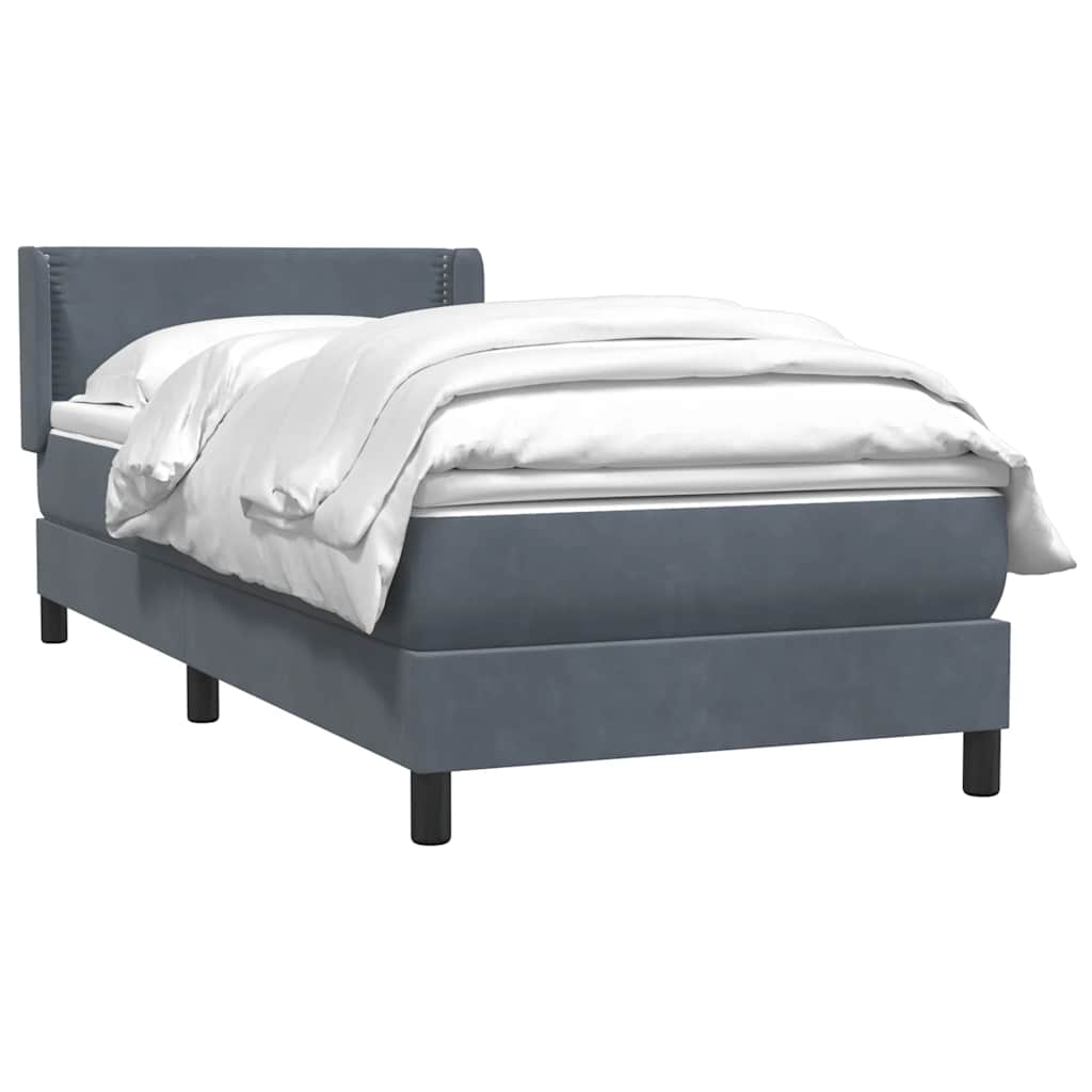 Giroletto a Molle con Materasso Grigio Scuro 90x220 cm Velluto | homemem39