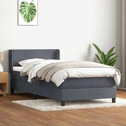 Giroletto a Molle con Materasso Grigio Scuro 90x220 cm Velluto | homemem39