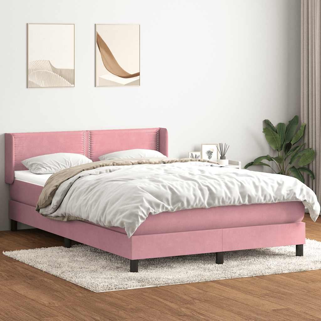 Giroletto a Molle con Materasso Rosa 160x220 cm in Velluto | homemem39