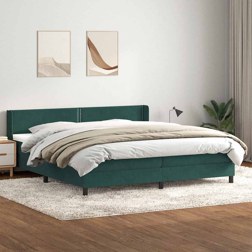 Giroletto a Molle con Materasso Verde Scuro 180x220 cm Velluto | homemem39