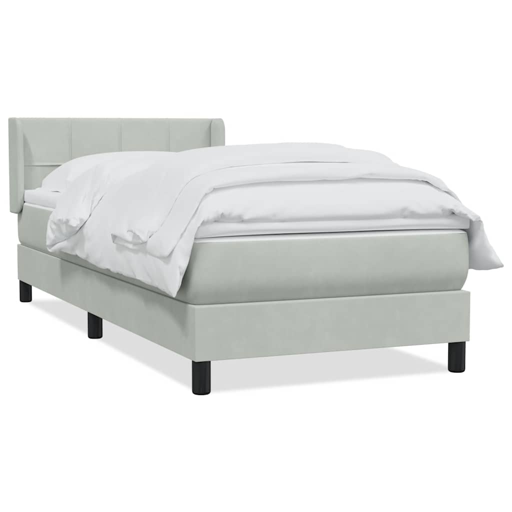 Giroletto a Molle con Materasso Grigio Chiaro 80x210 cm Velluto | homemem39