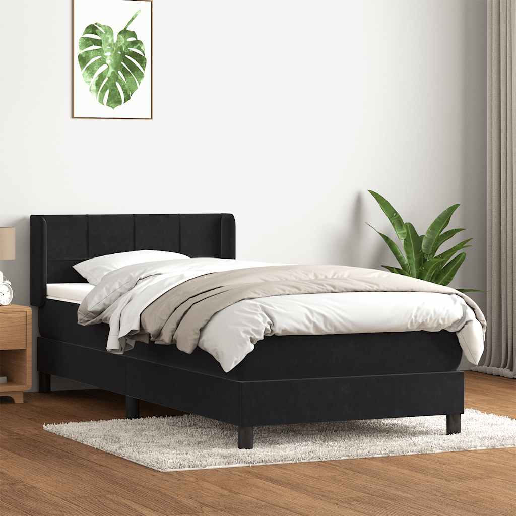 Giroletto a Molle con Materasso Nero 90x210 cm in Velluto | homemem39